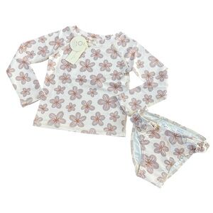 NWTS Rylee + Cru Maryn Rashguard set, Hibiscus, size 6-12 months UPF 50